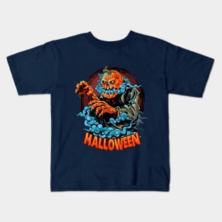 CLOUDY HALLOWEEN PUMKIN DESIGN Kids T-Shirt